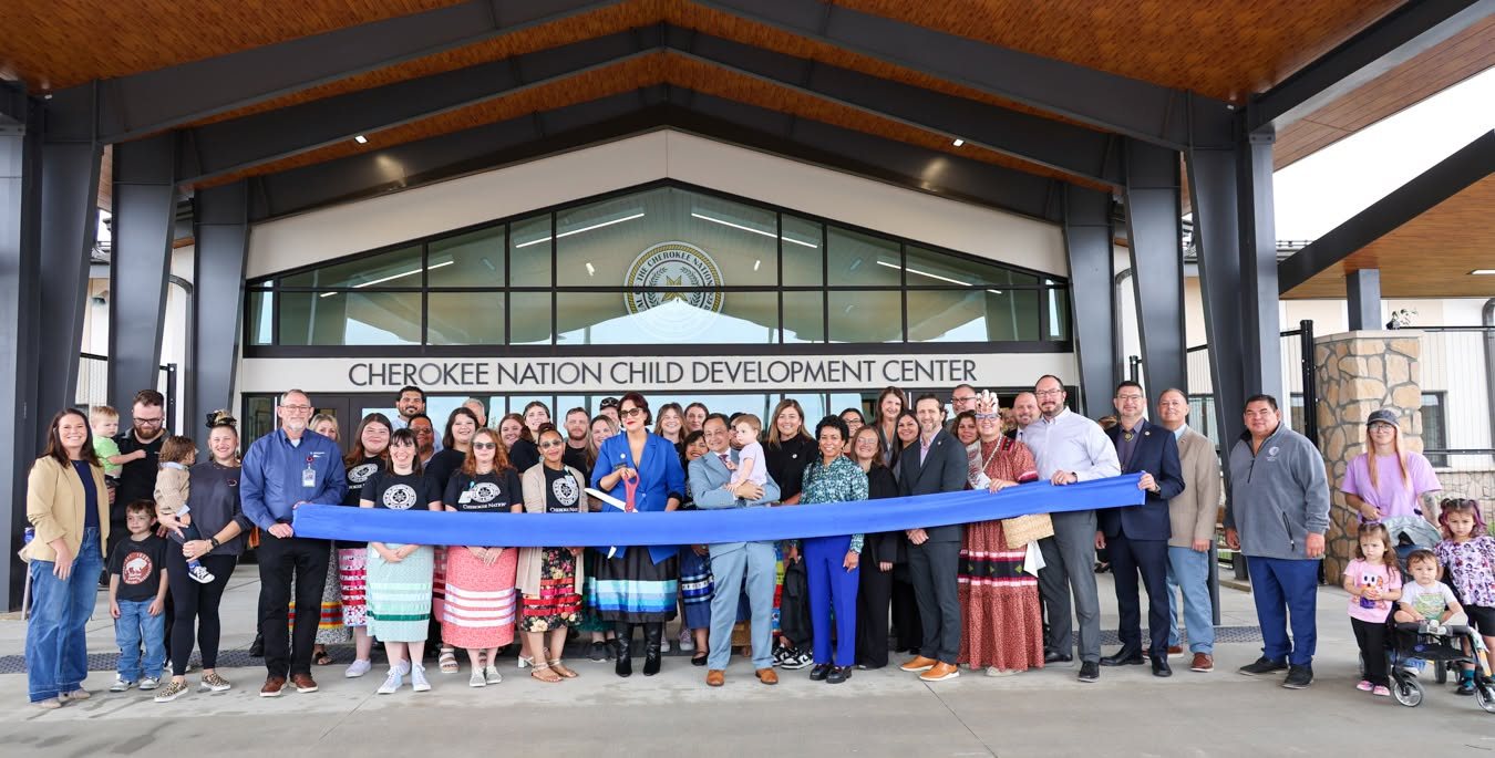 Cherokee Nation leaders cut the ribbon at the Catoosa Child Development Center.