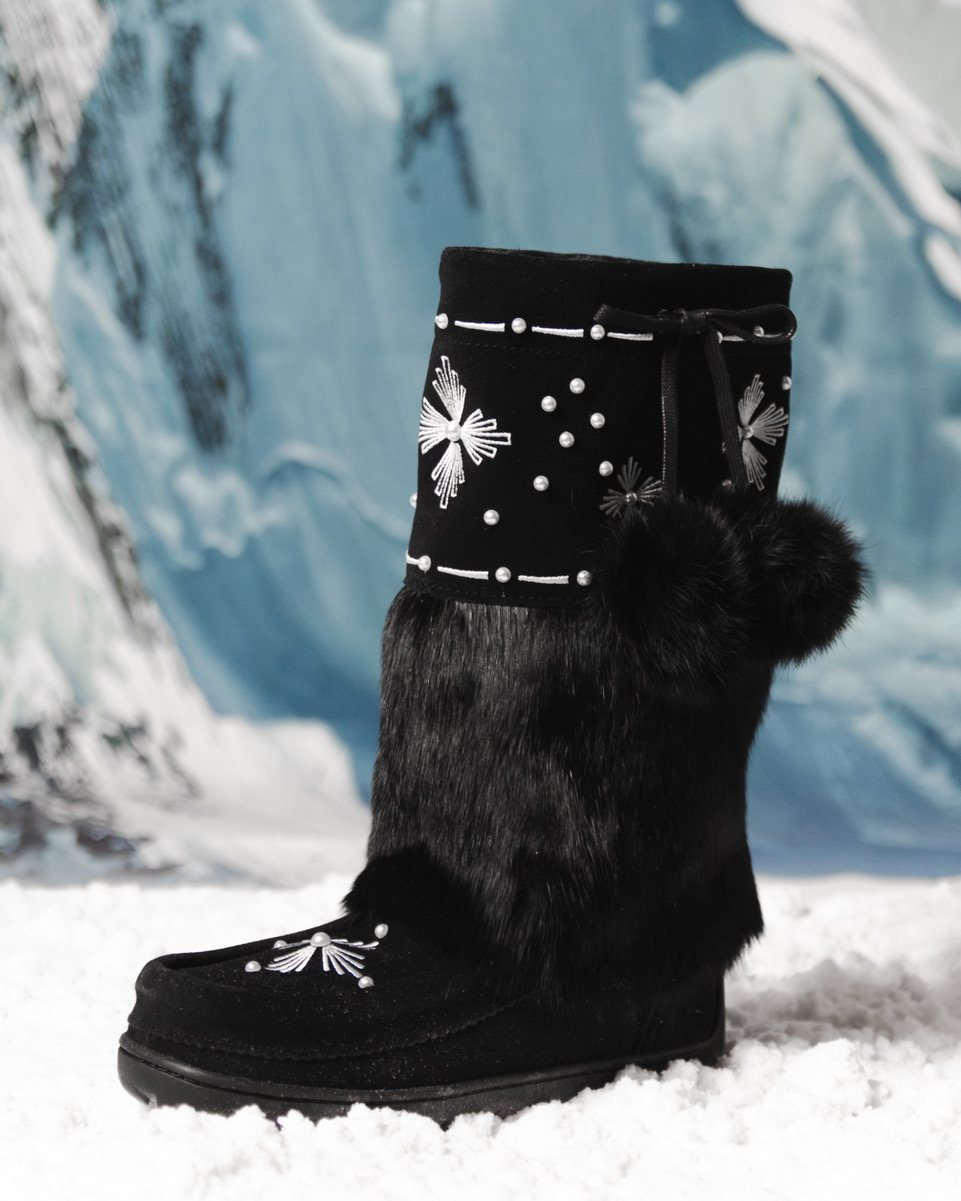 A photo from the House of Sutai x Manitobah campaign showing the collaboration's footwear.