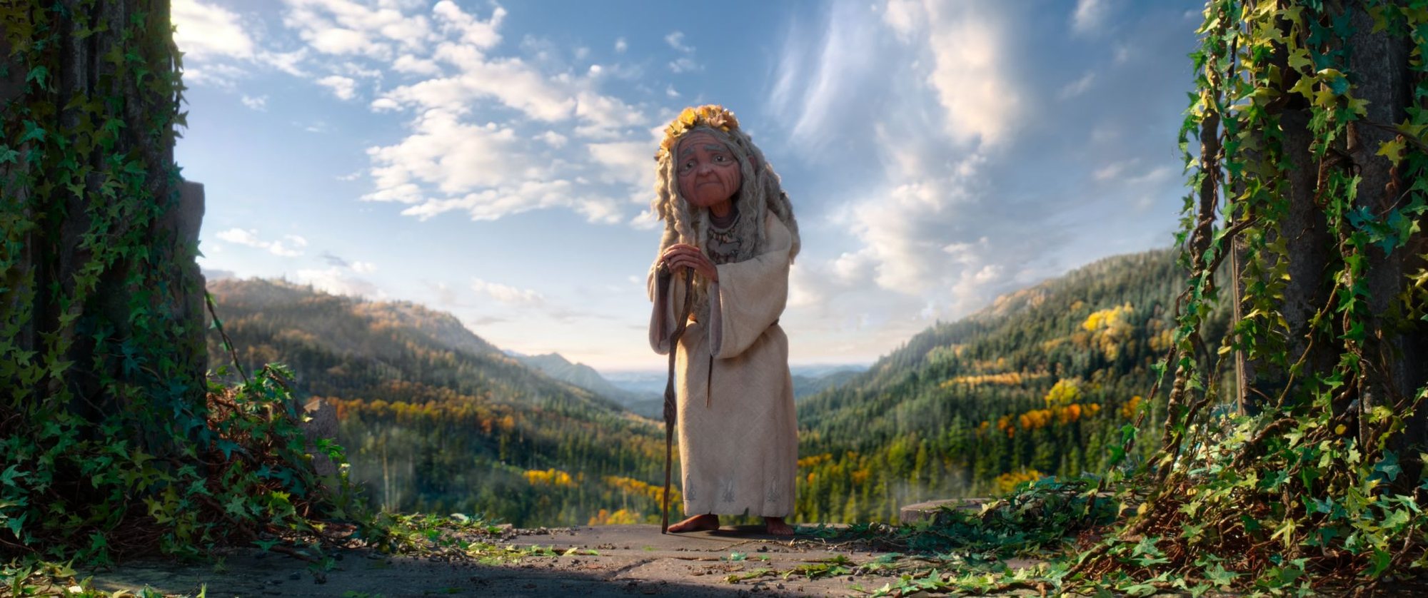 Iphigenia, the forest elder voiced by Tantoo Cardinal, in a still from LAIKA's Wildwood.
