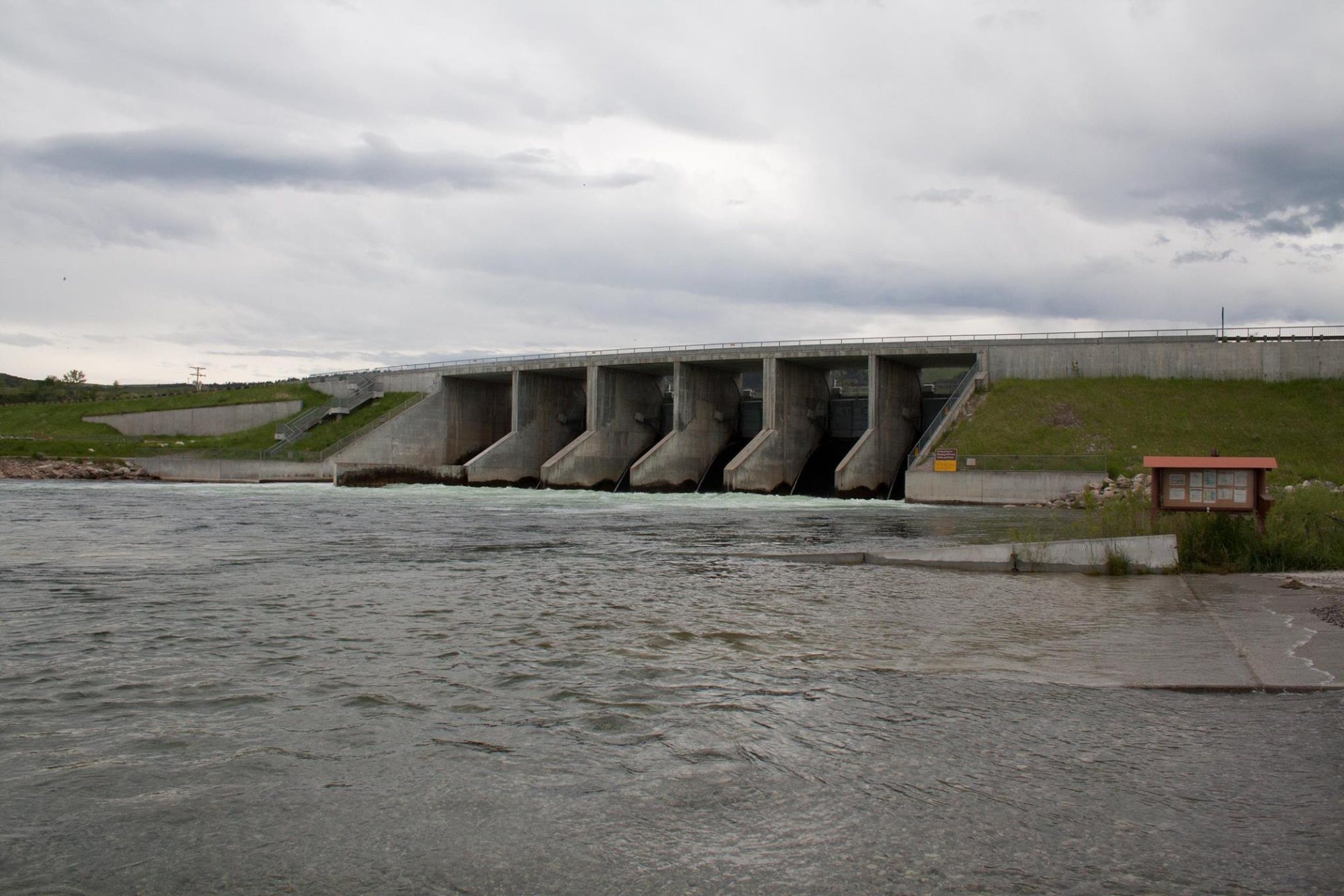 Yellowtail Afterbay Dam on the Bighorn River near Fort Smith, Montana.